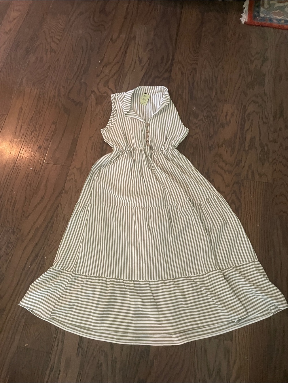 Sleeveless Striped Casual Maxi Dress in Cream & Brown